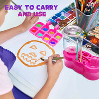 Kids Paint Brush Rinser with Water Tank & Palette