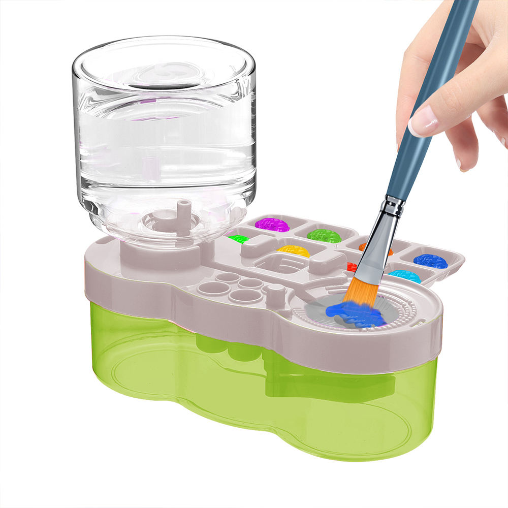 Kids Paint Brush Rinser with Water Tank & Palette
