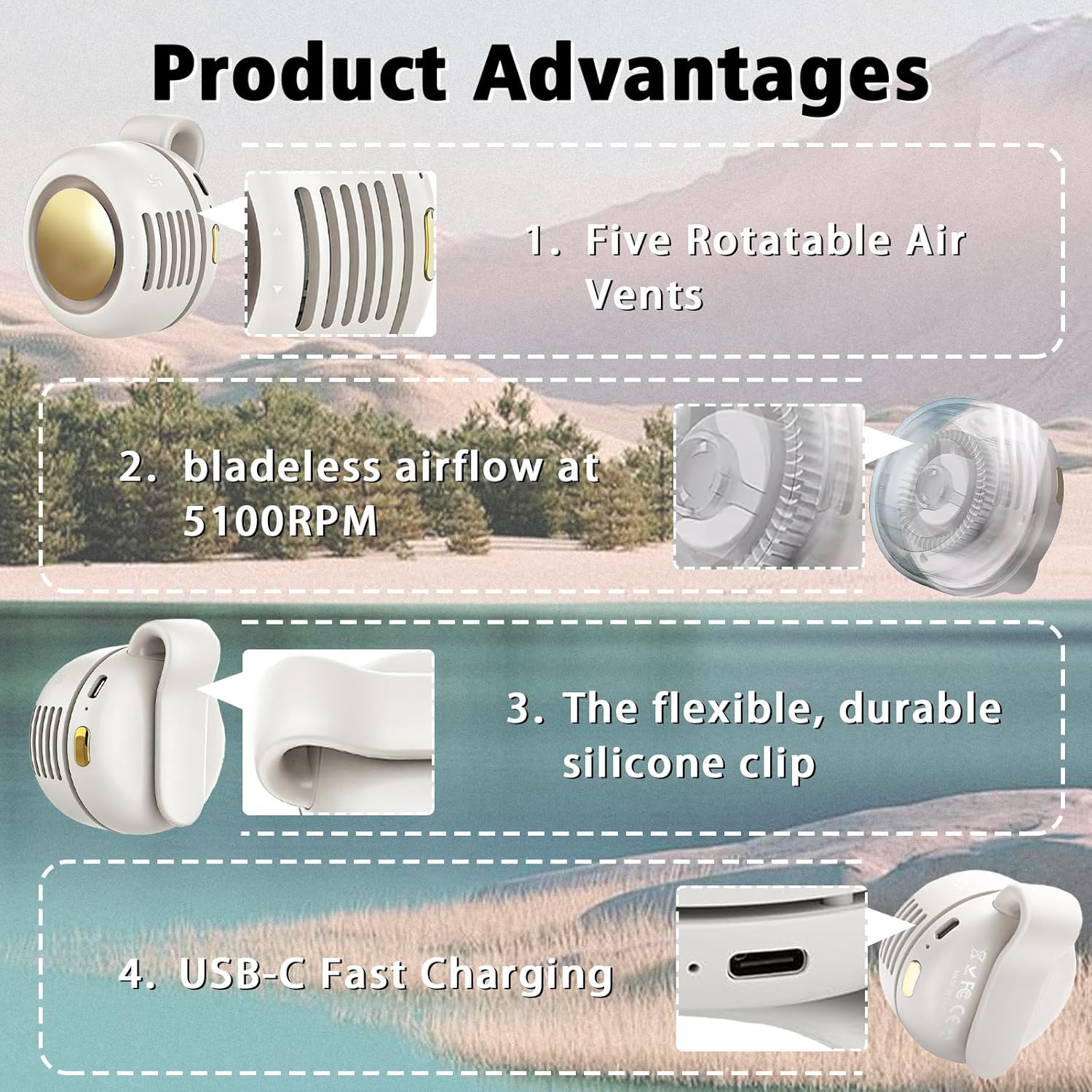 Mini Portable Buckle Fan - Compact Hands-Free Cooling