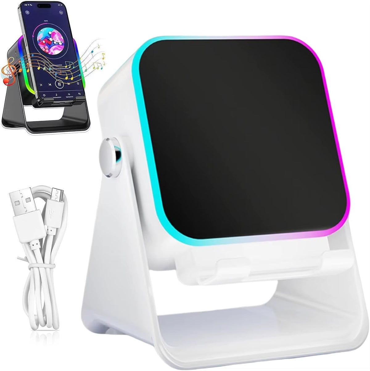 Induction Speaker Phone Stand – RGB Lights & Bluetooth