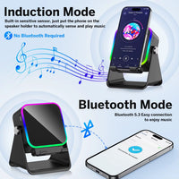 Induction Speaker Phone Stand – RGB Lights & Bluetooth