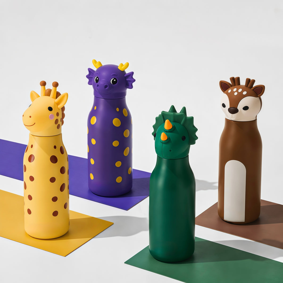Kids 3D Animal Cap Water Bottle - Insulated Stainless Steel